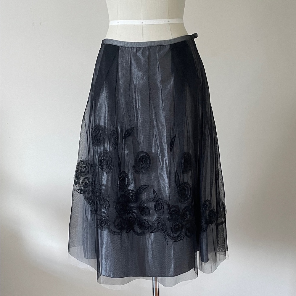 Elegant Black Floral Midi Skirt